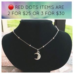 🔴SALE ! Silver plated bead chain moon necklace